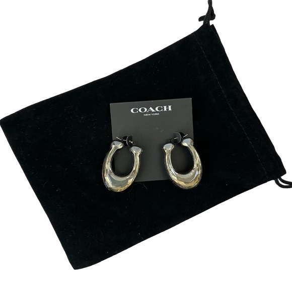 COACH Women's Signature Stone Hoop Earrings - Picture 3 of 8